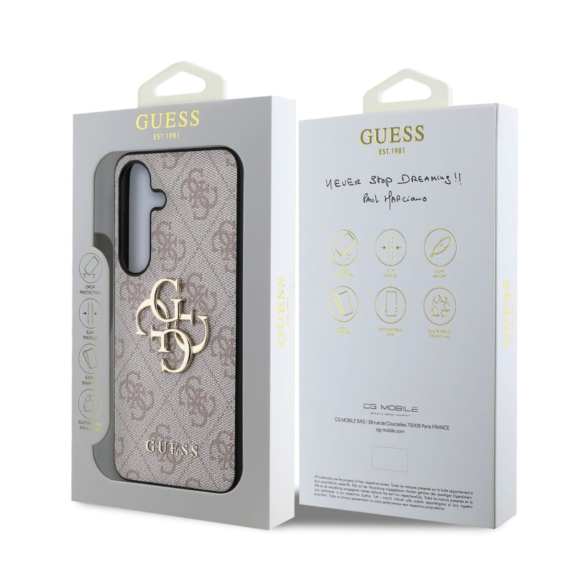 Guess PU 4G Metal Logo Zadný Kryt pre Samsung Galaxy S25 Pink