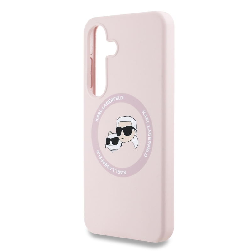Karl Lagerfeld Liquid Silicone K&CH Heads MagSafe Zadný Kryt pre Samsung Galaxy S25 Pink