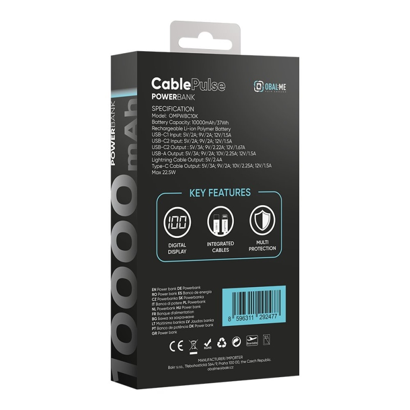 OBAL:ME CablePulse Powerbanka 10 000 mAh 22,5 W čierna