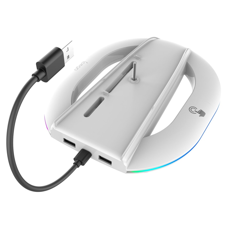 iPega P5S035SA Vertikálny Stojan (2xUSB-A) s RGB pre PS5 Slim/PS5 Pro White
