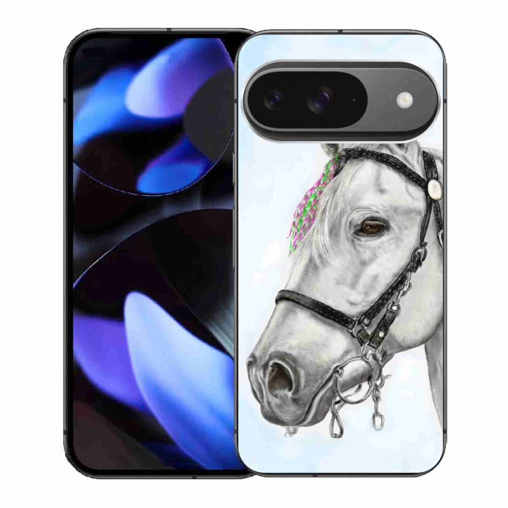 Gélový kryt mmCase na Google Pixel 9/9 Pro - biely kôň 1
