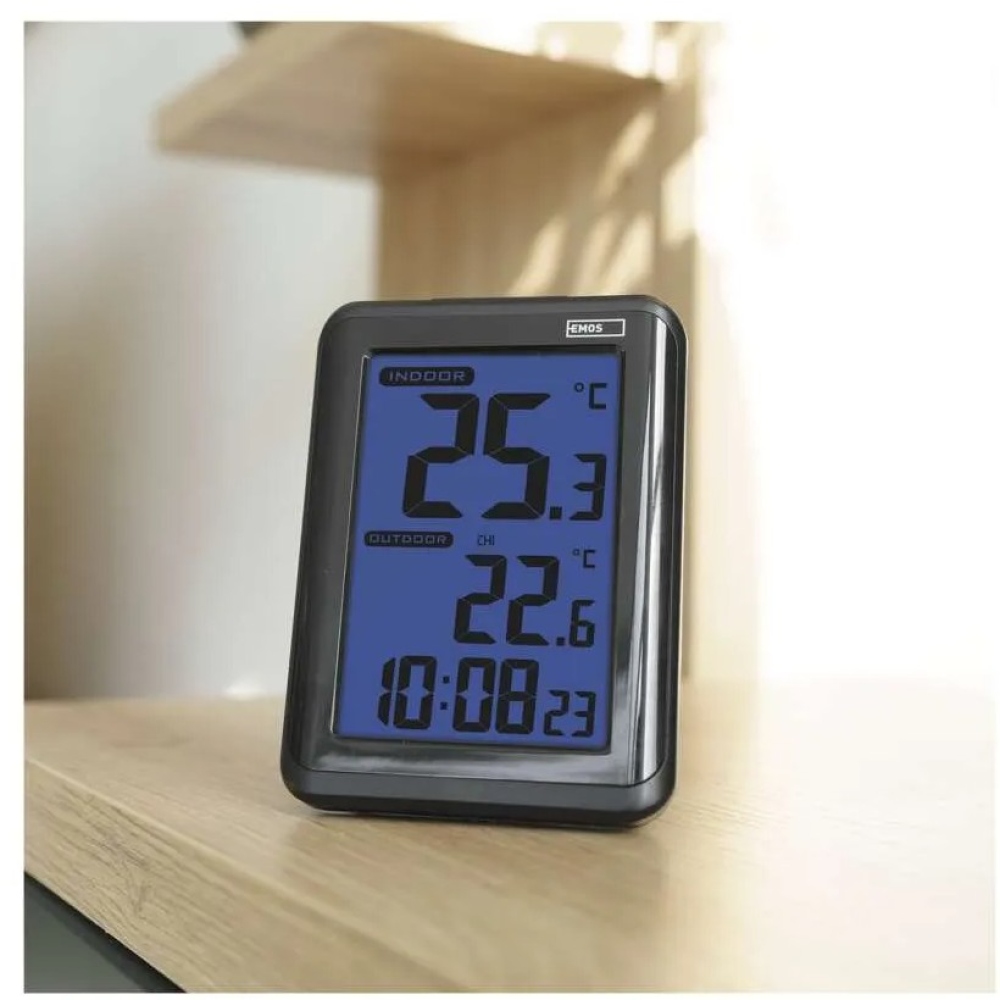 Digitálny teplomer, bezdrôtové čidlo, budík E8636
