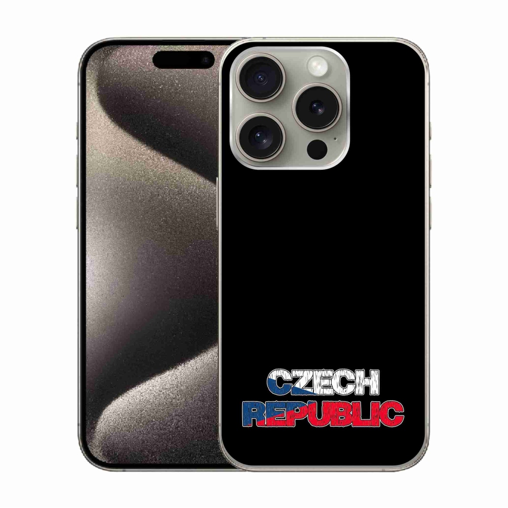 Gélový kryt mmCase na iPhone 15 Pro - Czech Republic čierne pozadie