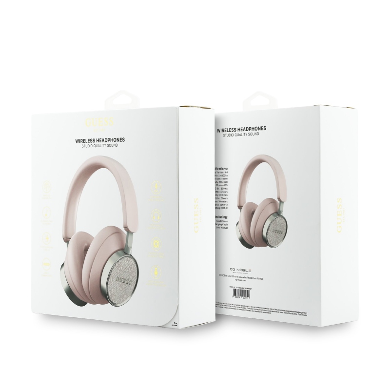 Bezdrôtové slúchadlá Guess PU Leather 4G Classic Logo ENC Pink