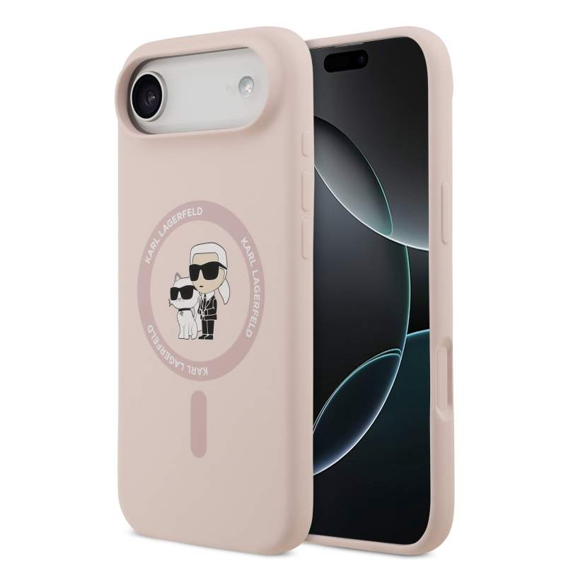 Karl Lagerfeld Liquid Silicone Karl and Choupette MagSafe zadný kryt pre iPhone 17 Air Pink