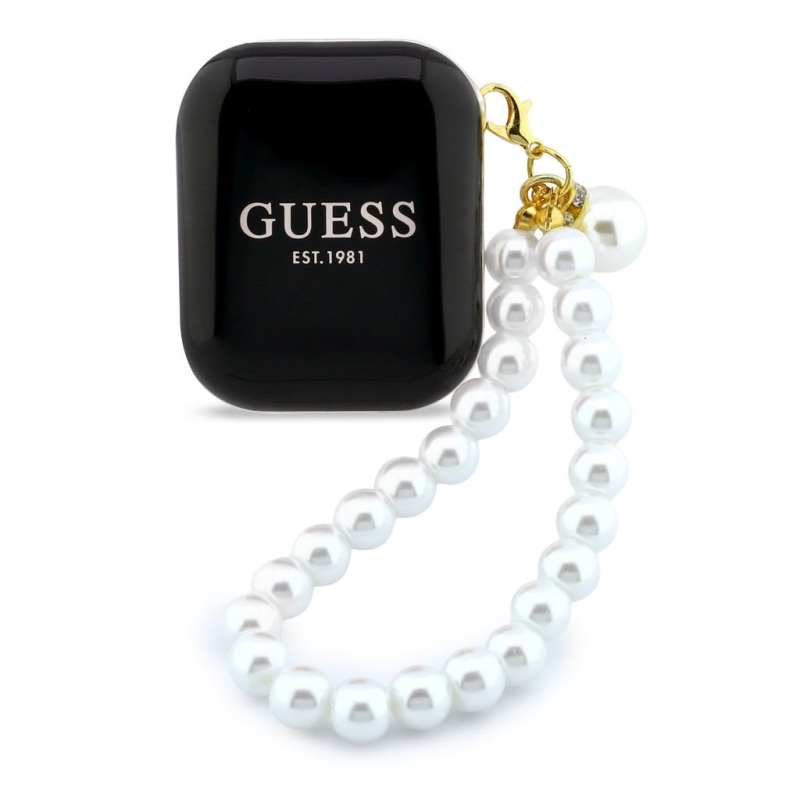 Bezdrôtové slúchadlá Guess Pearl Strap TWS – čierne