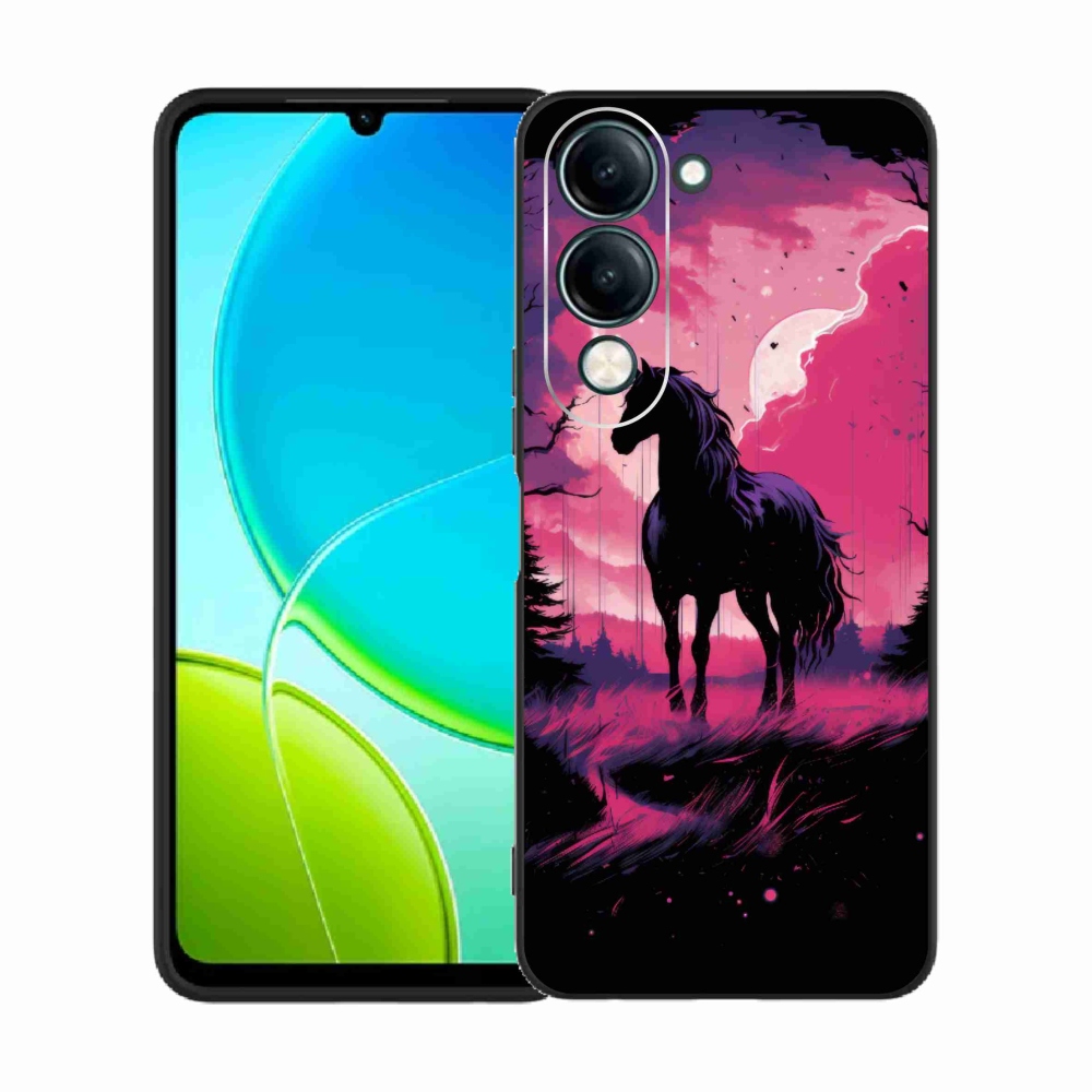 Gélový kryt mmCase na Vivo Y29s 5G - čierny kreslený kôň 1