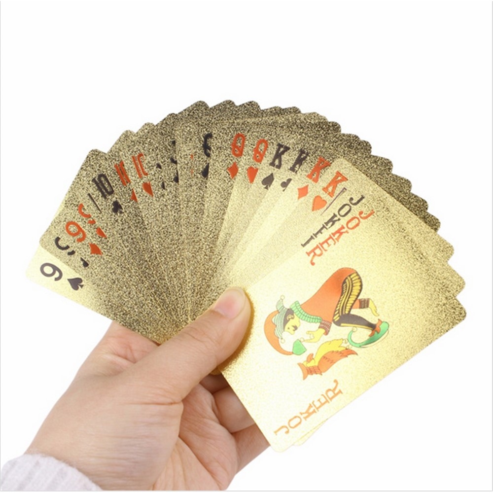 Vodeodolné plastové hracie karty 100 dolárov v zlatom prevedení 54 ks