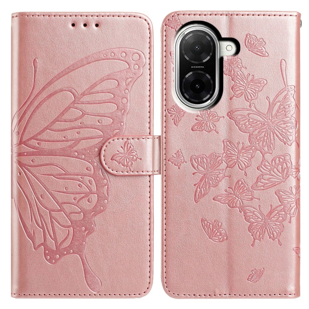 Floral Butterfly knižkové puzdro na Xiaomi Redmi A5 (171.7x77.8x8.3mm) - ružovozlaté