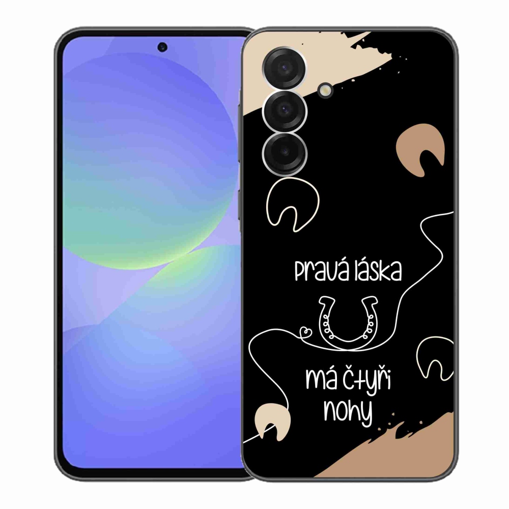 Gélový kryt mmCase na Samsung Galaxy A36 5G - konský motív čierne pozadie