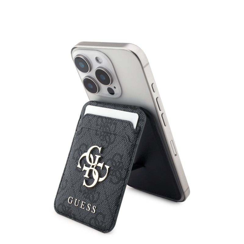 Guess 4G Metal Logo MagSafe Cardslot Peňaženka so Stojanom Black