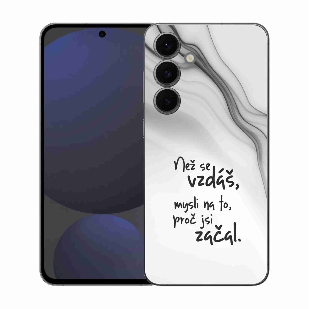Gélový kryt mmCase na Samsung Galaxy S25 FE - citát 2 biele pozadie
