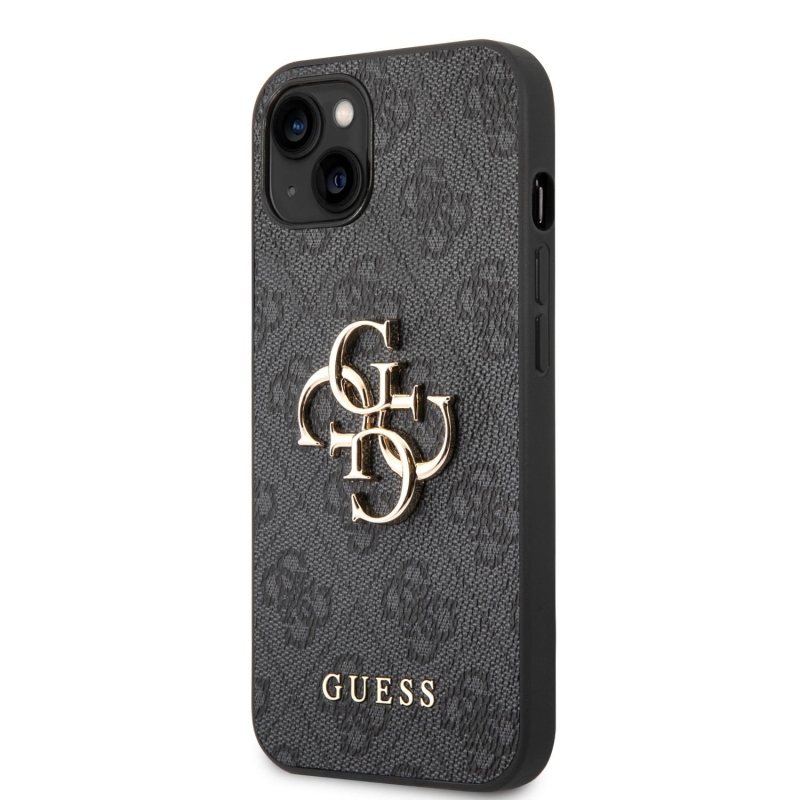 Guess PU 4G Metal Logo Zadný Kryt pre iPhone 14 Grey