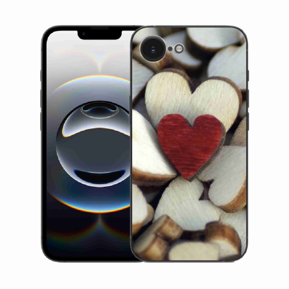 Gélový kryt mmCase na iPhone 16e - gravírované červené srdce