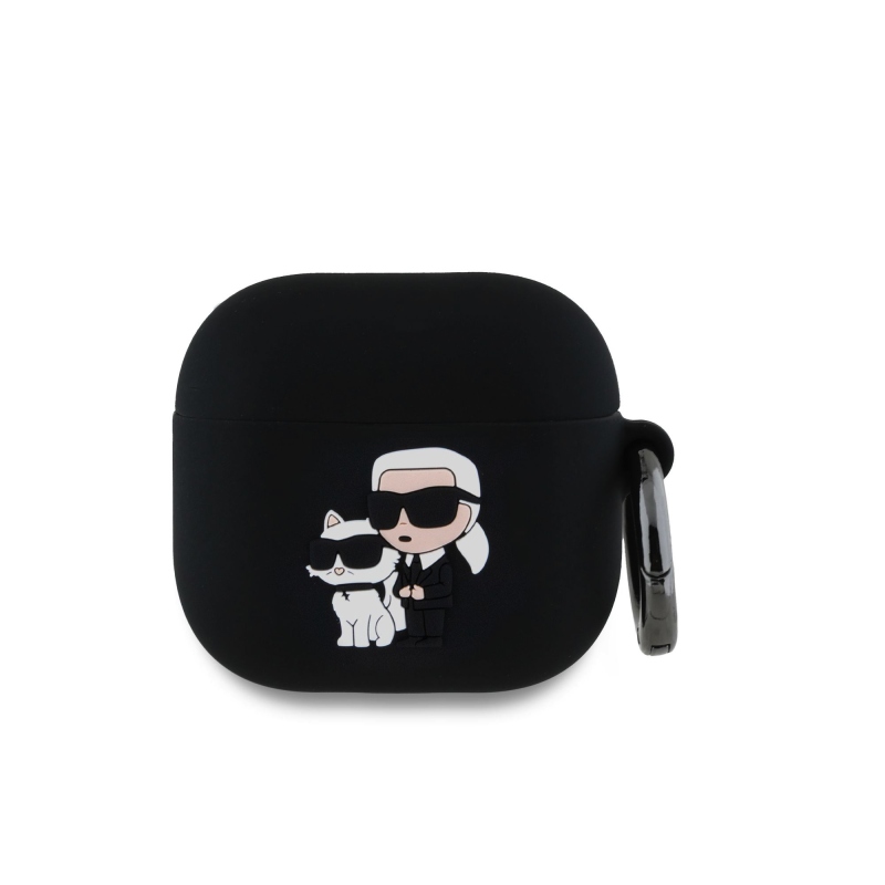 Karl Lagerfeld 3D Logo NFT Karl and Choupette Silikónové Puzdro pre AirPods 4 Black