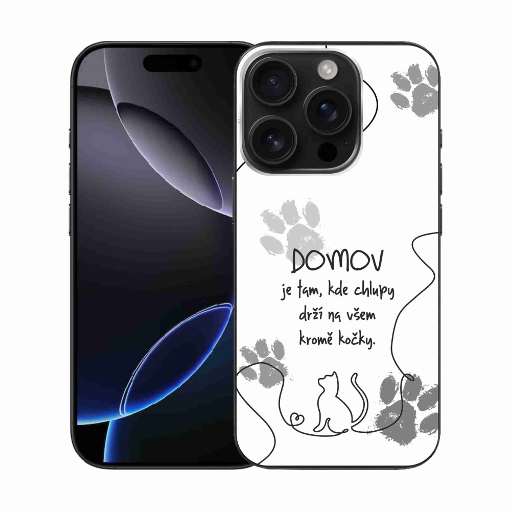 Gélový kryt mmCase na iPhone 16 Pro - mačacie motív biele pozadie