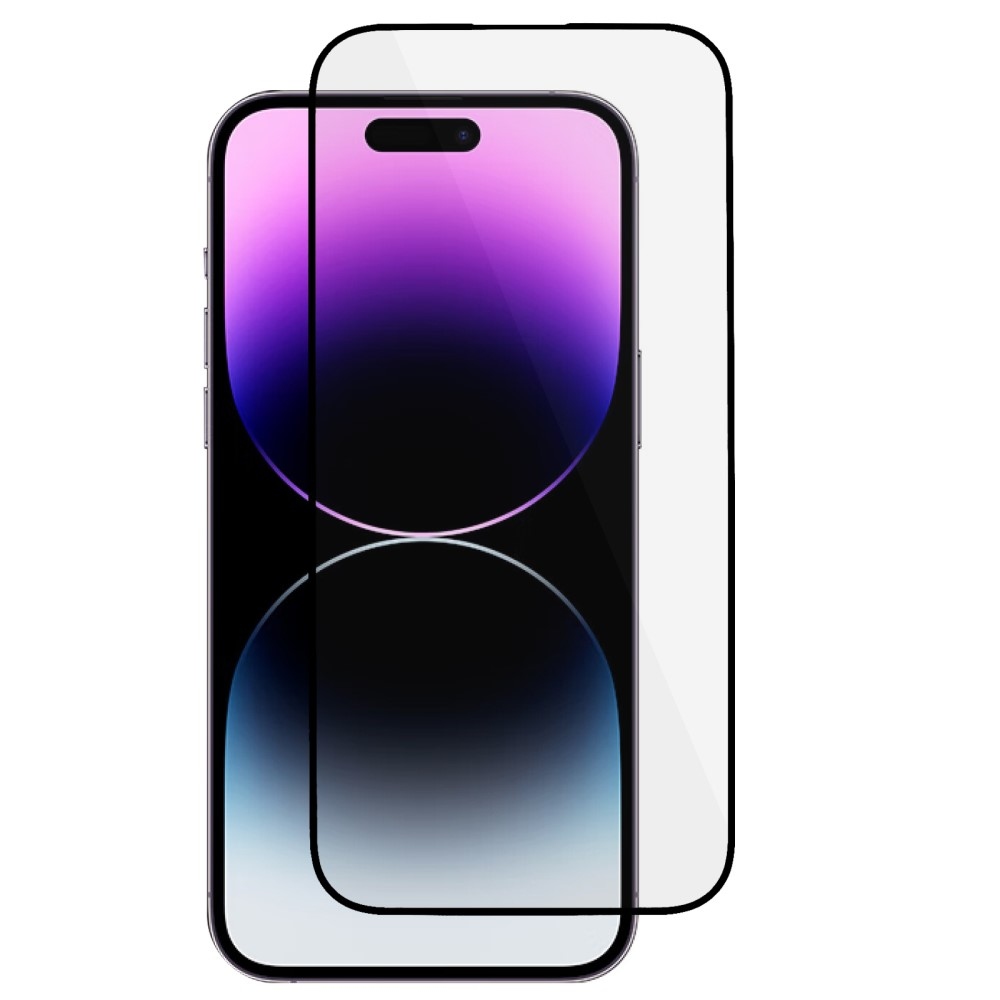 Celoplošné tvrdené sklo na iPhone 15 Pro Max - čierne