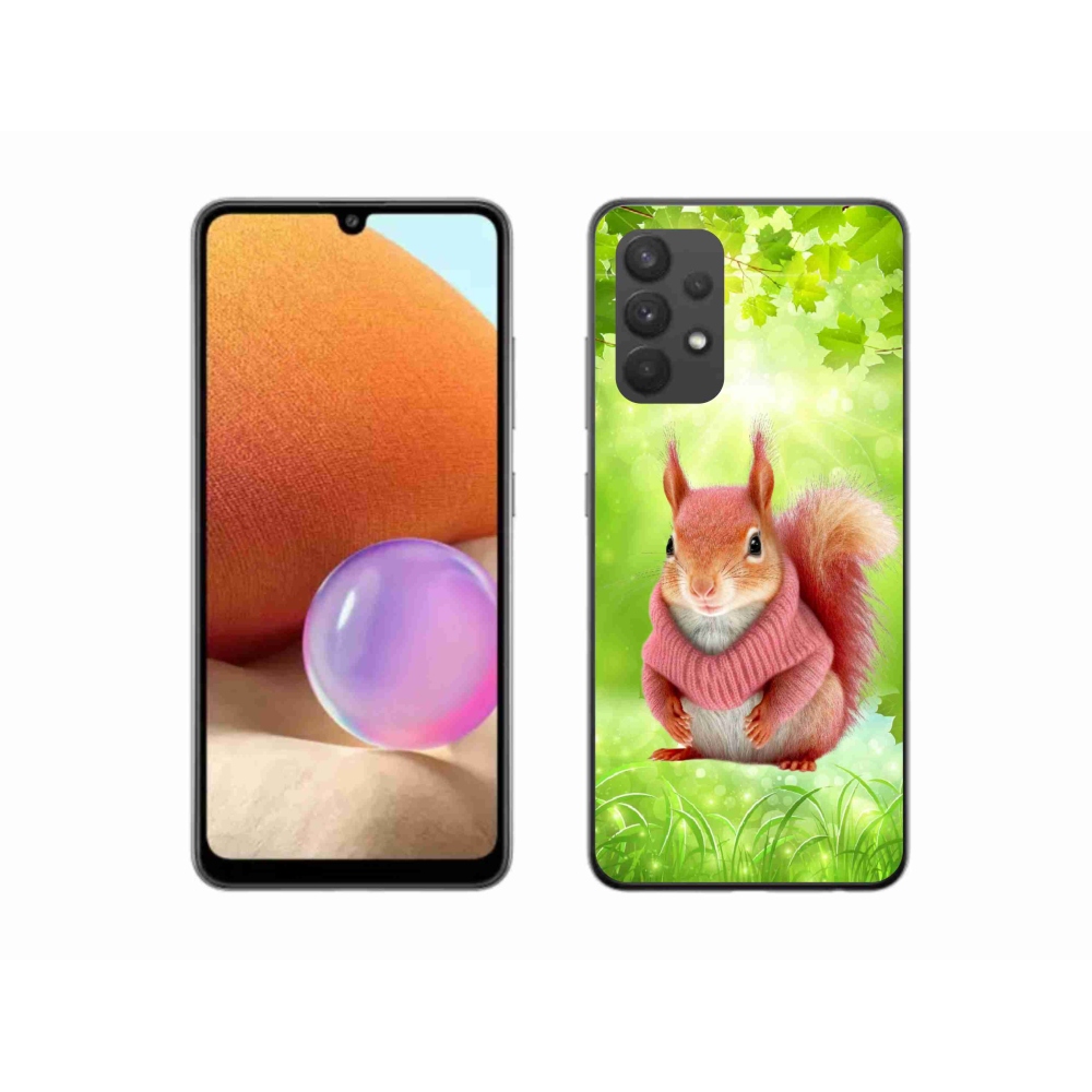 Gélový kryt mmCase na Samsung Galaxy A32 4G - veverička vo svetri