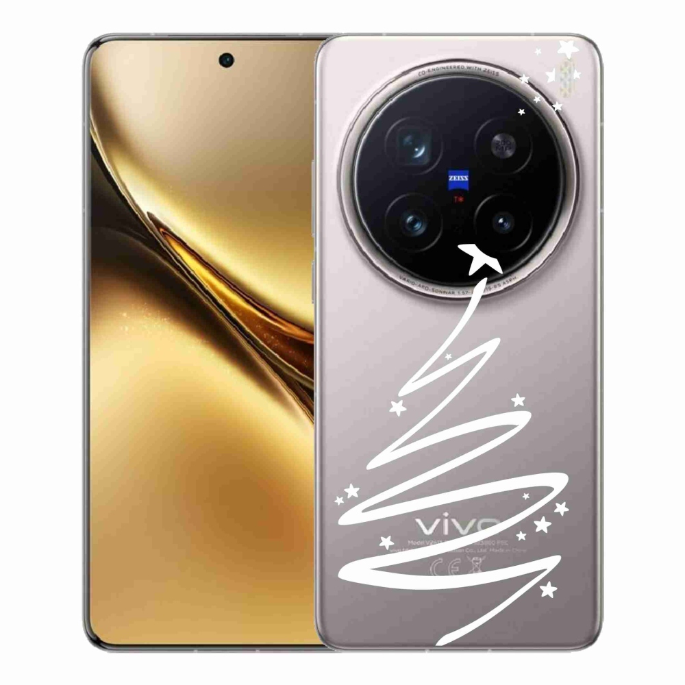 Gélový kryt mmCase na Vivo X200 Pro 5G - biely stromček na priehľadnom pozadí