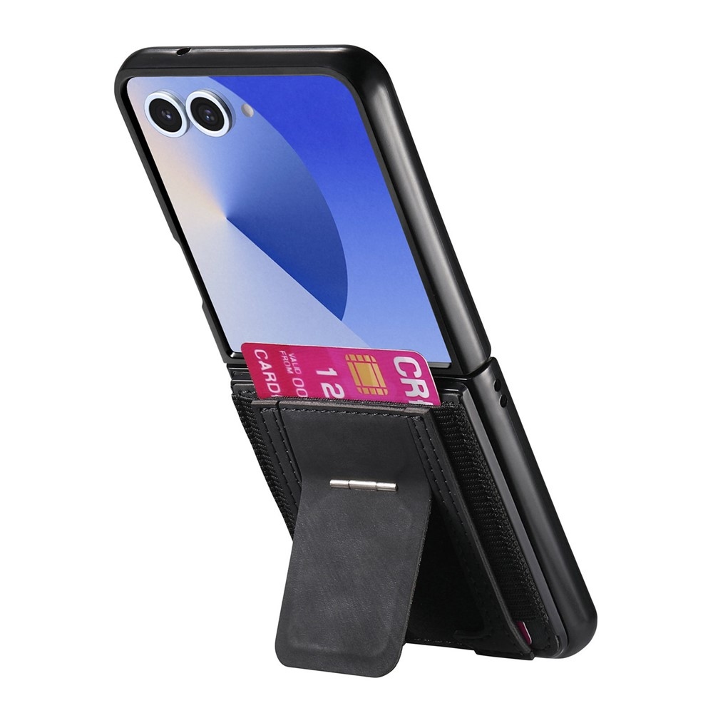 Luxurious plastový kryt s umelou kožou na Samsung Galaxy Z Flip7 5G - čierny