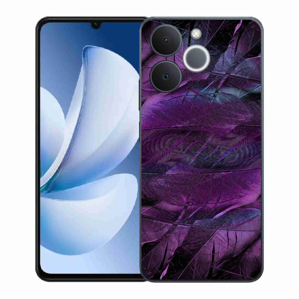Gélový kryt mmCase na Realme Note 70T - fialové pierka