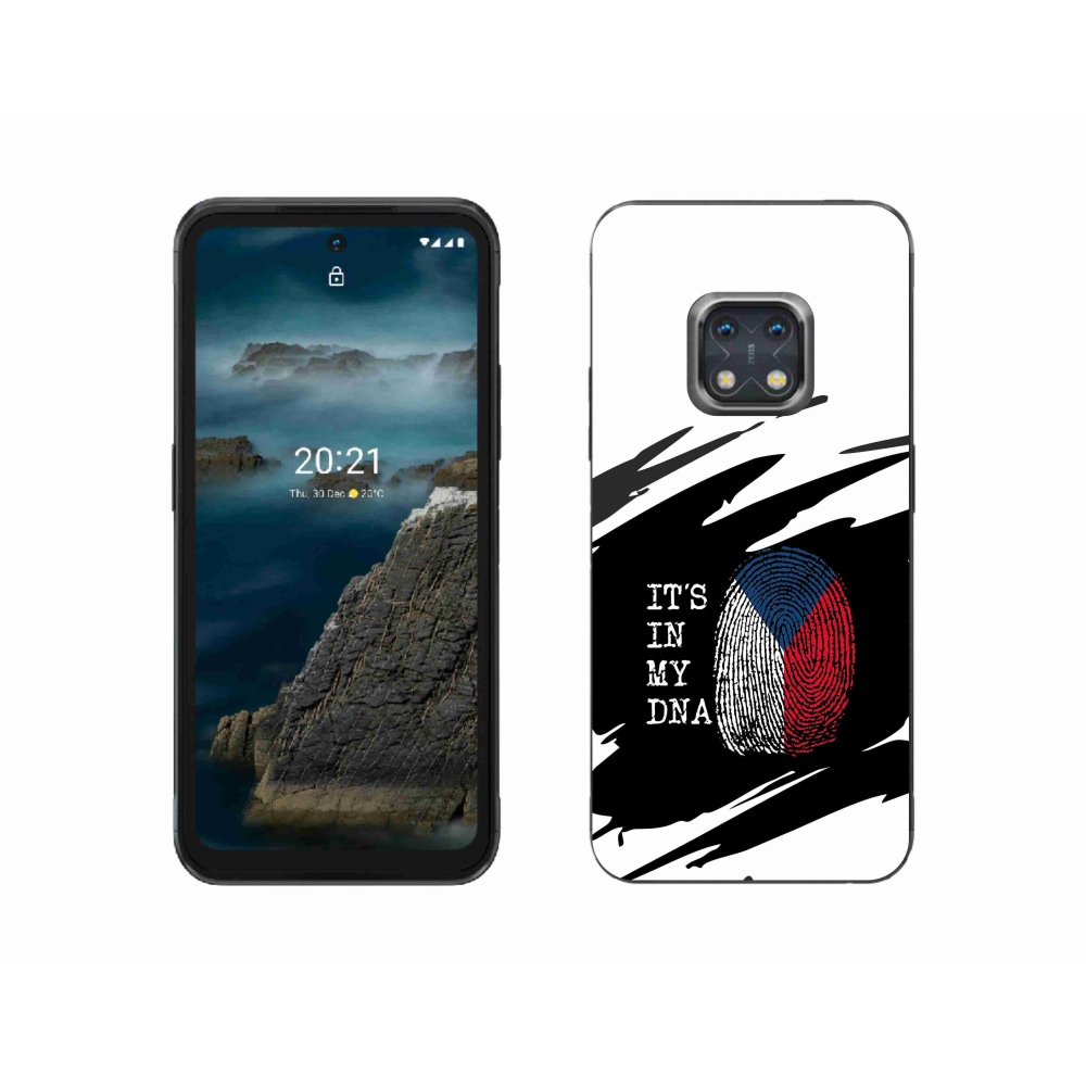 Gélový kryt mmCase na Nokia XR20 - vlajka odtlačok prsta čiernobiele pozadie