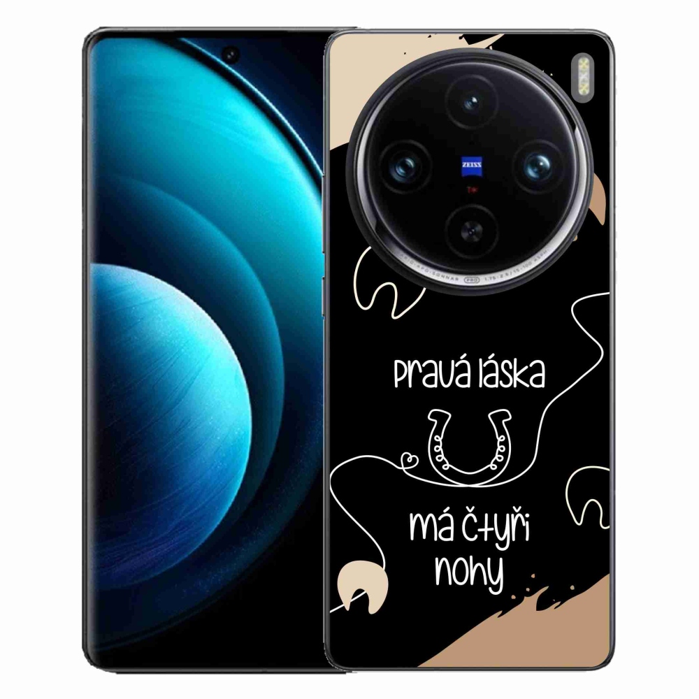 Gélový kryt mmCase na Vivo X100 Pro 5G - konský motív čierne pozadie