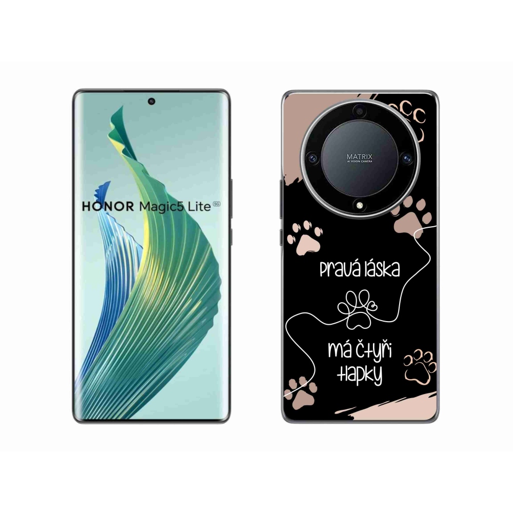 Gélový kryt mmCase na Honor Magic 5 Lite 5G - psí motív 1 čierne pozadie