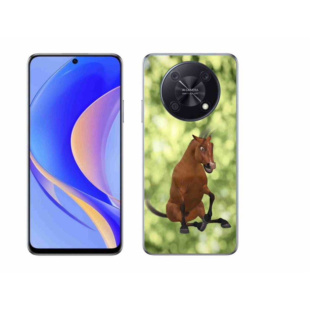 Gelový kryt mmCase na Huawei Nova Y90 - hnědý kreslený kůň 1