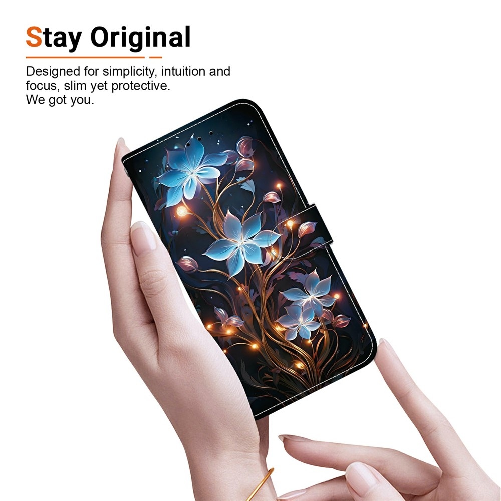 Versatile knižkové púzdro na Xiaomi Redmi 15 4G (171mm) - modré kvety