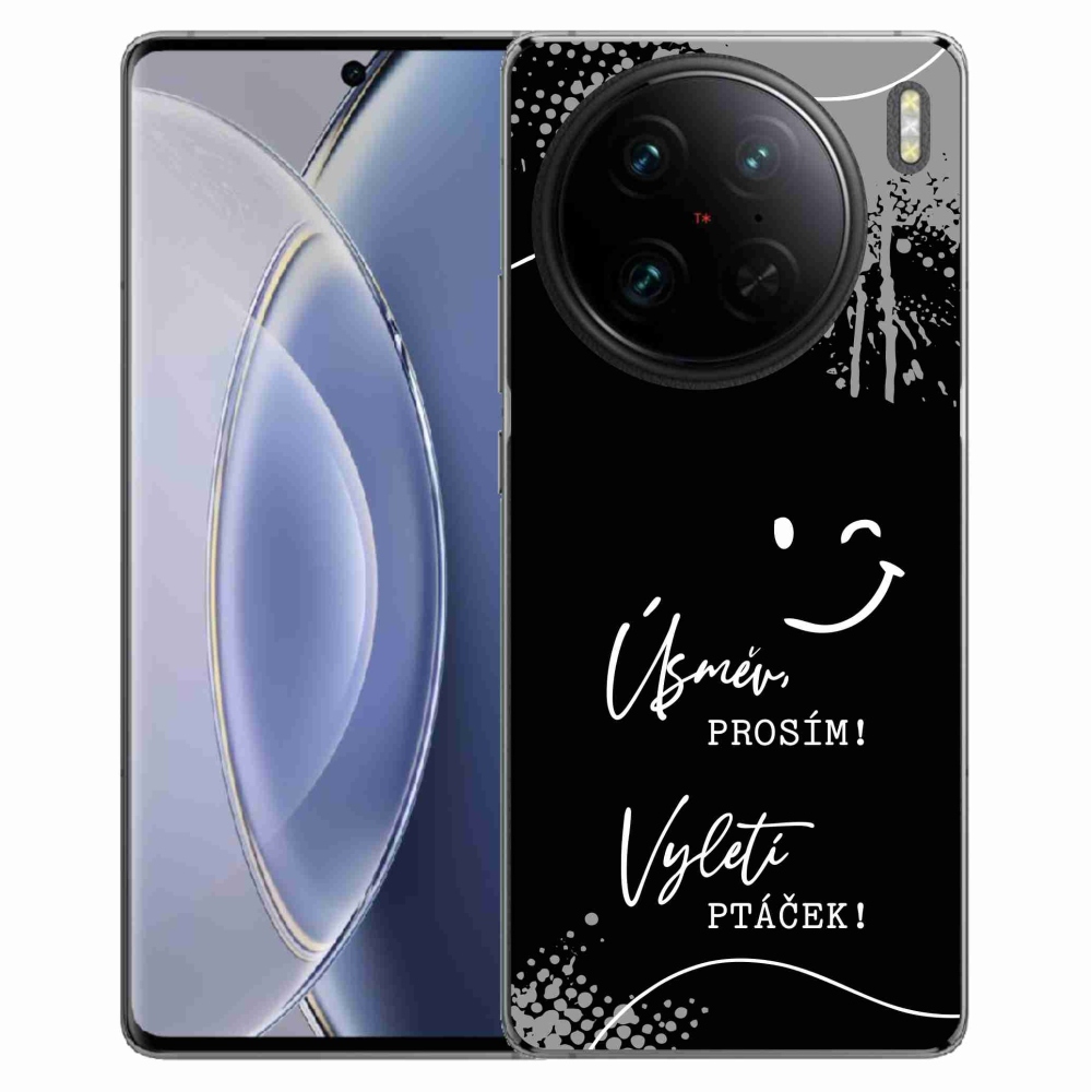 Gélový kryt mmCase na Vivo X90 Pro - vtipný text 4 čierne pozadie