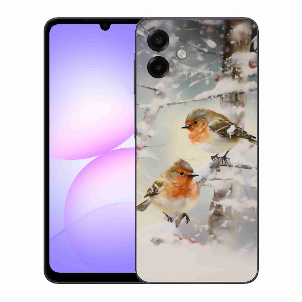 Gélový kryt mmCase na Samsung Galaxy A07 4G - vtáčiky v zime