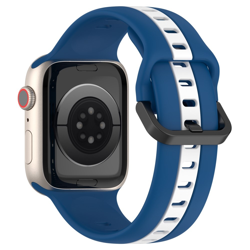 Strap silikónový remienok na Apple Watch Ultra/Ultra 2 49mm/SE/SE 2022/2023 44mm/9/8/7 45mm/6/5/4 44mm/3/2/1 42 mm - modrý/biely