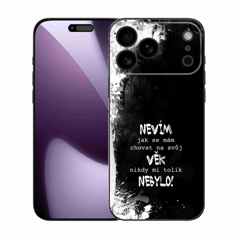 Gélový kryt mmCase na iPhone 17 Pro Max - vtipný text 14 čierne pozadie