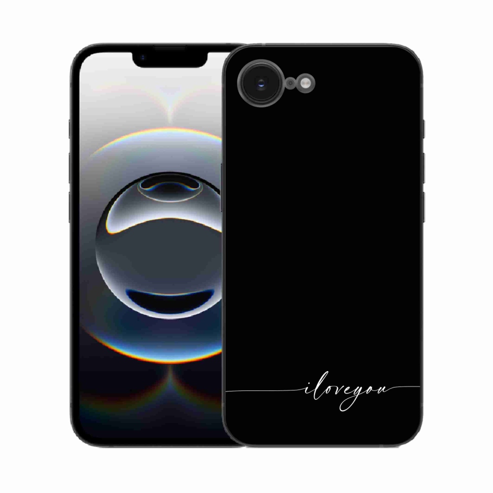Gélový kryt mmCase na iPhone 16e - I love you čierne pozadie