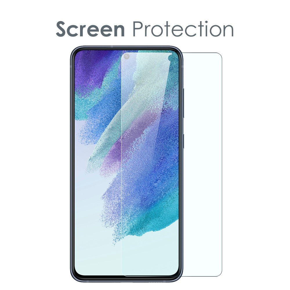 NORTHJO priehľadný gélový obal + tvrdené sklo na Samsung Galaxy S21 FE - priehľadný