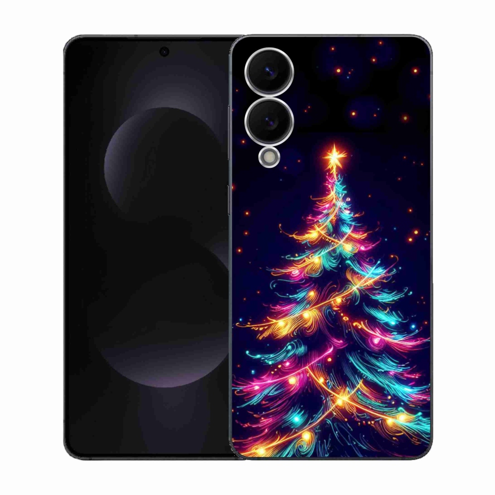 Gélový kryt mmCase na Samsung Galaxy S25 Edge - neónový vianočný stromček