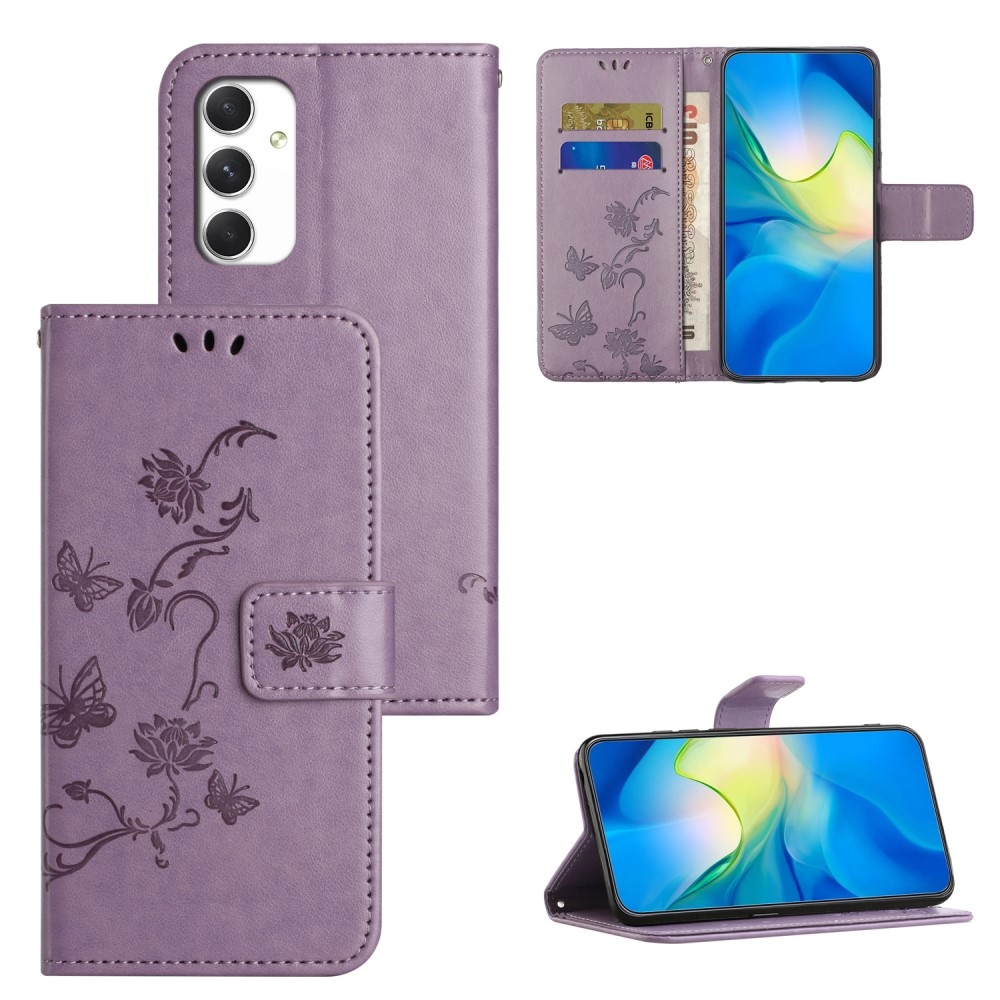 Flower knižkové púzdro na Samsung Galaxy A16 4G/5G - svetlofialové