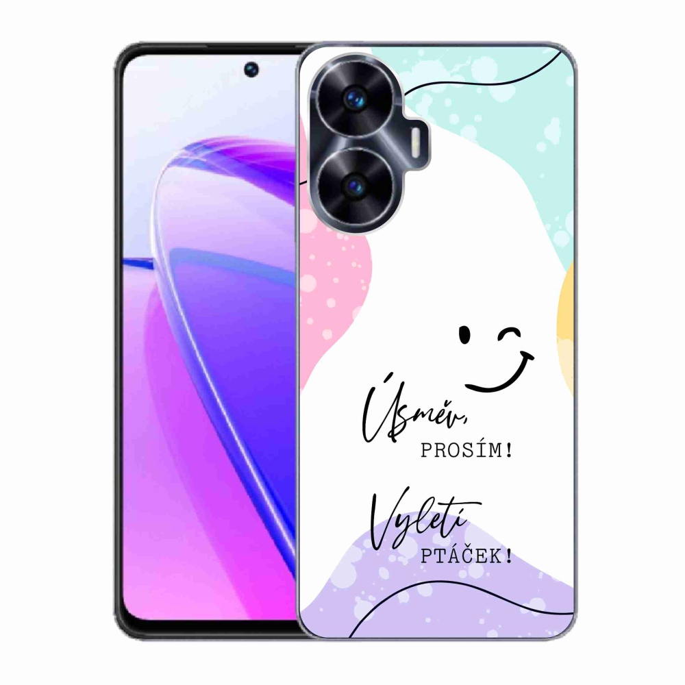 Gélový kryt mmCase na Realme C55 - vtipný text 4 biele pozadie