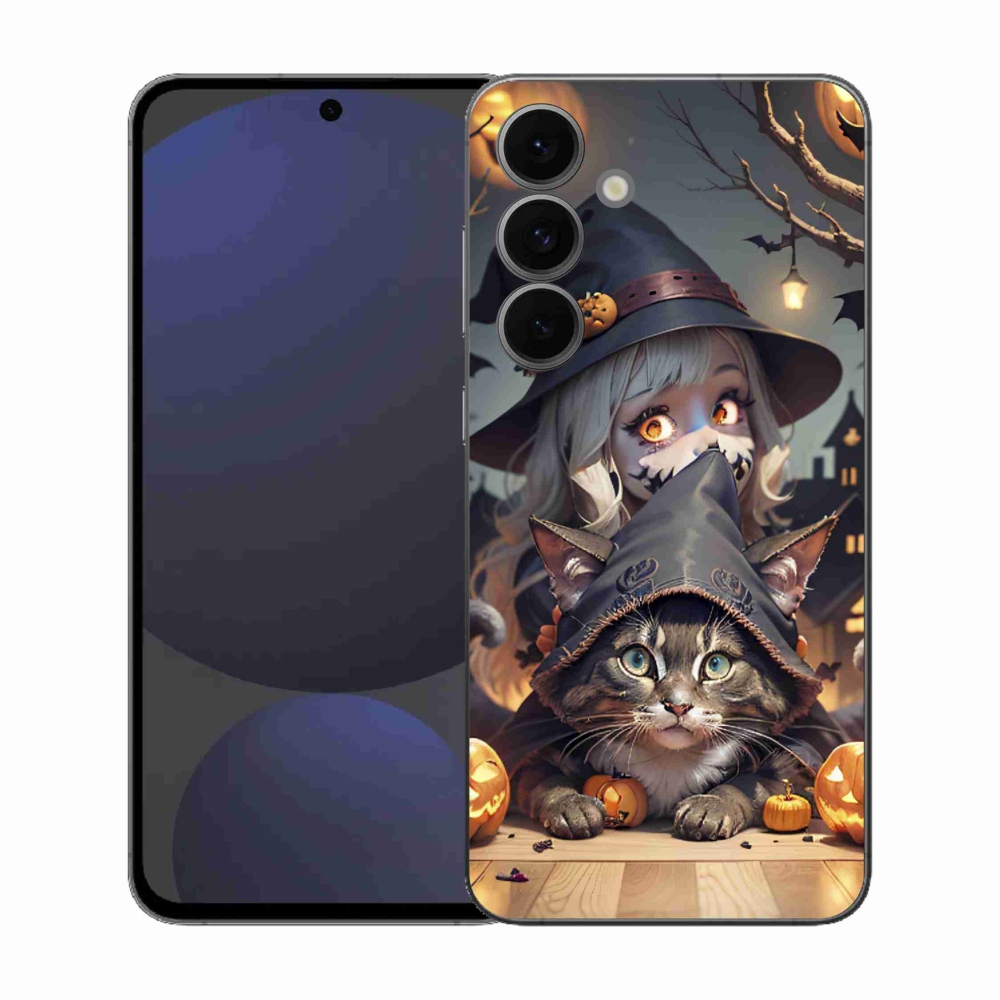 Gélový kryt mmCase na Samsung Galaxy S25 FE - čarodejnica s mačkou