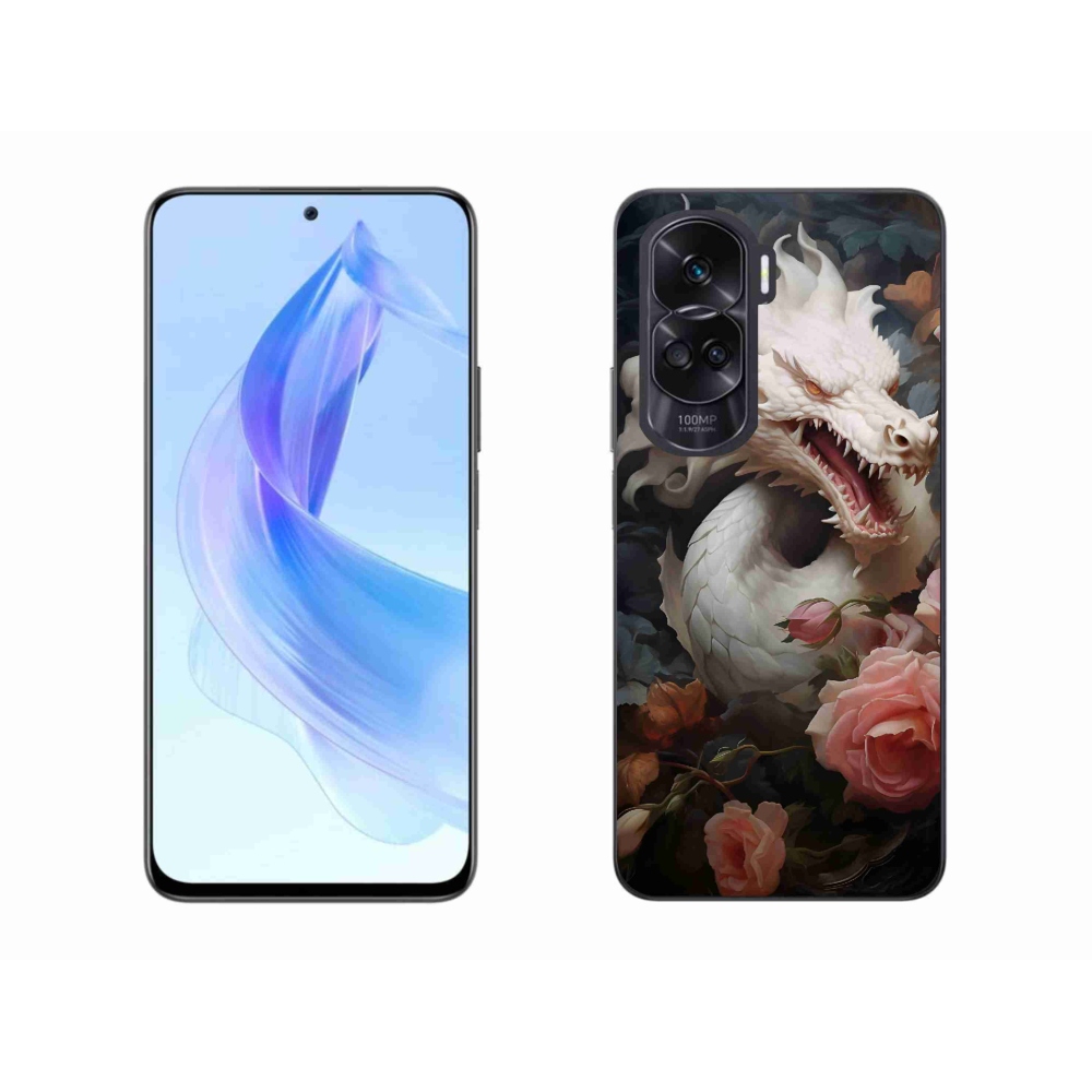 Gélový kryt mmCase na Honor 90 Lite - biely drak