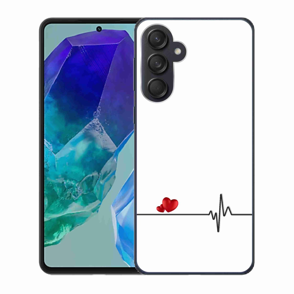 Gélový kryt mmCase na Samsung Galaxy M55 5G - srdce a tep biele pozadie