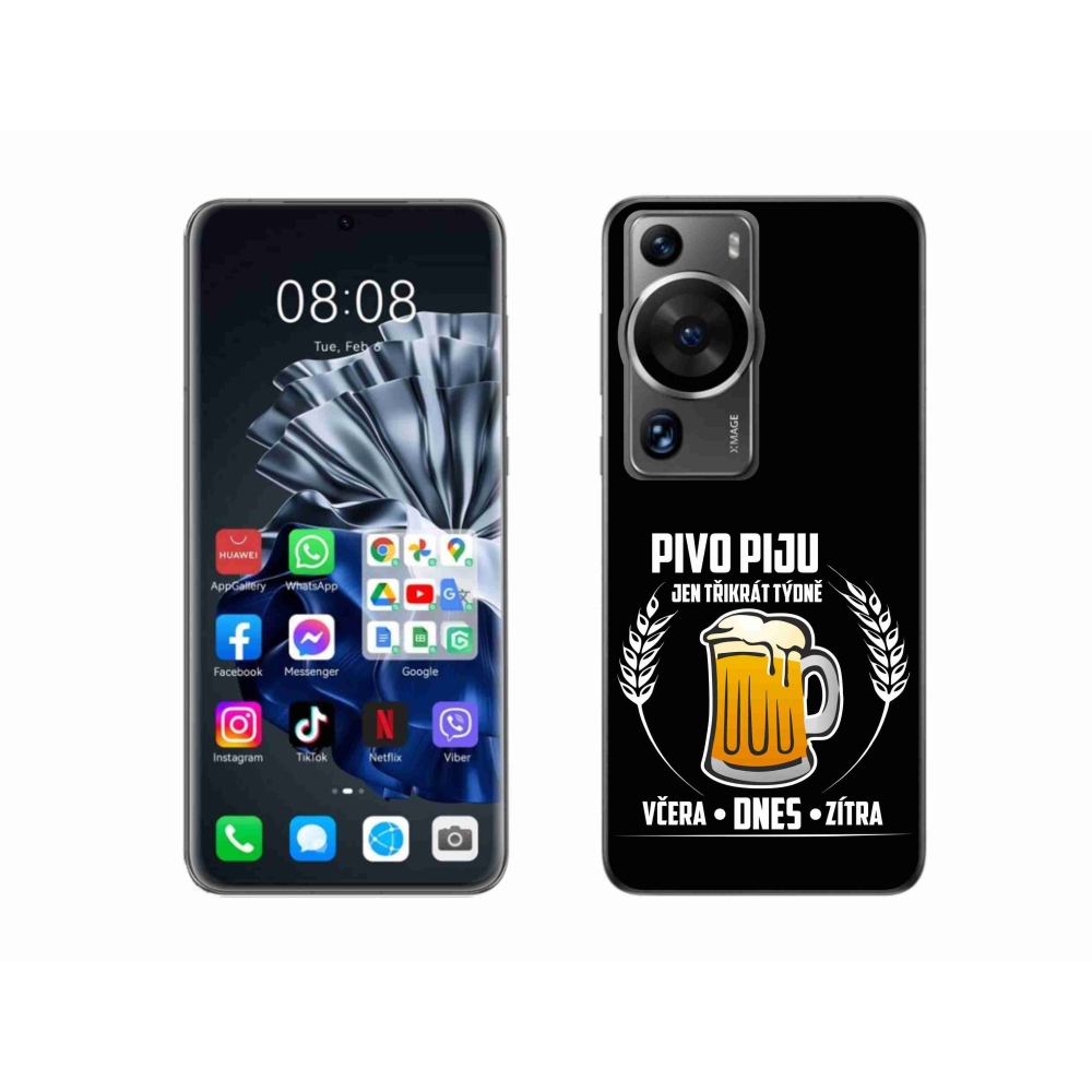 Gélový kryt mmCase na Huawei P60 Pro - pivný motív čierne pozadie