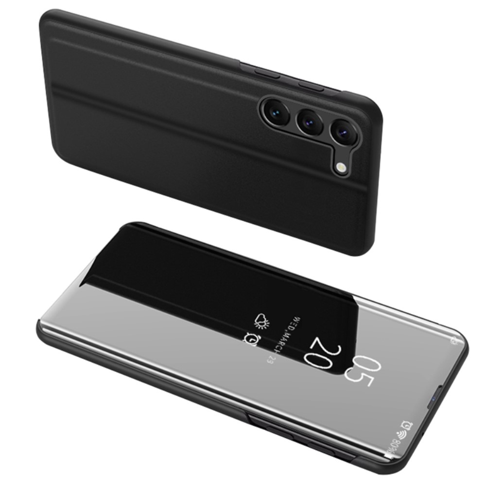 Clear zatvárací kryt s priehľadným predkom na Samsung Galaxy S24+ - čierny