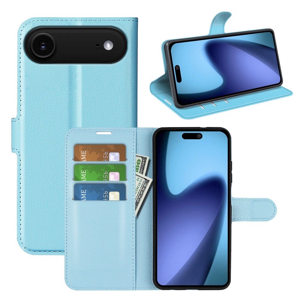 Litchi knižkové púzdro na iPhone 17 Air - modré