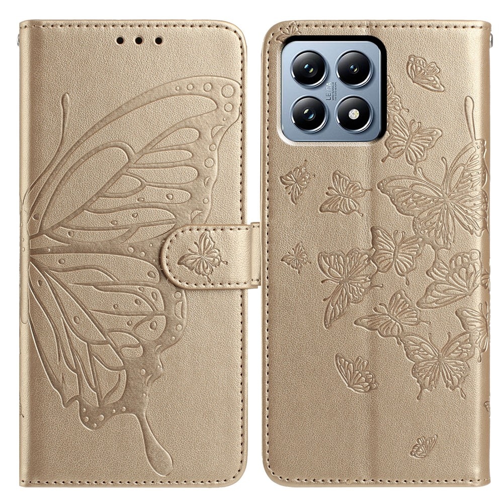 Floral Butterfly knižkové púzdro na Xiaomi 15T Pro - zlaté