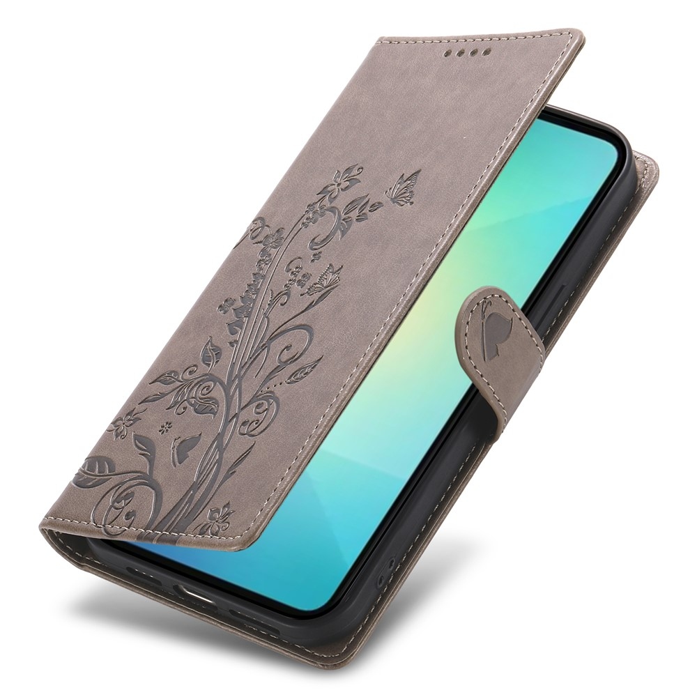 Flowery knižkové púzdro na Samsung Galaxy A07 4G - šedé