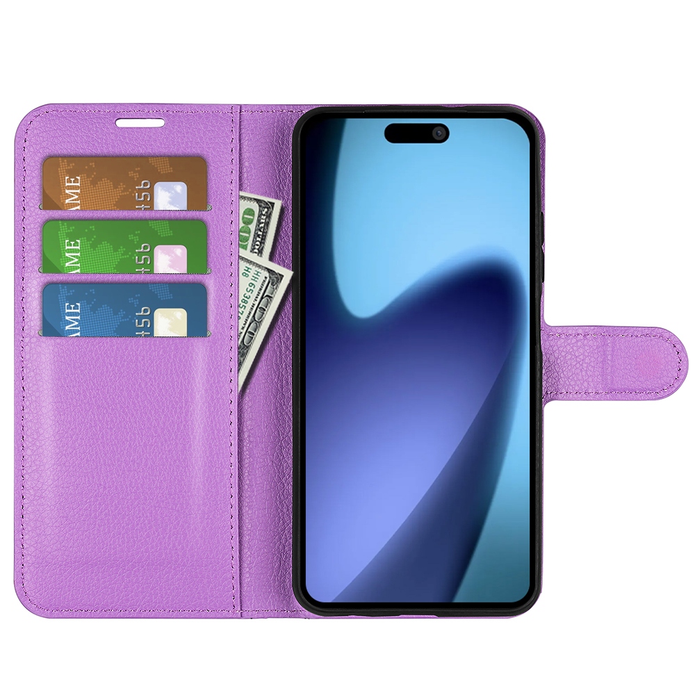 Litchi knižkové púzdro na iPhone 17 Air - fialové