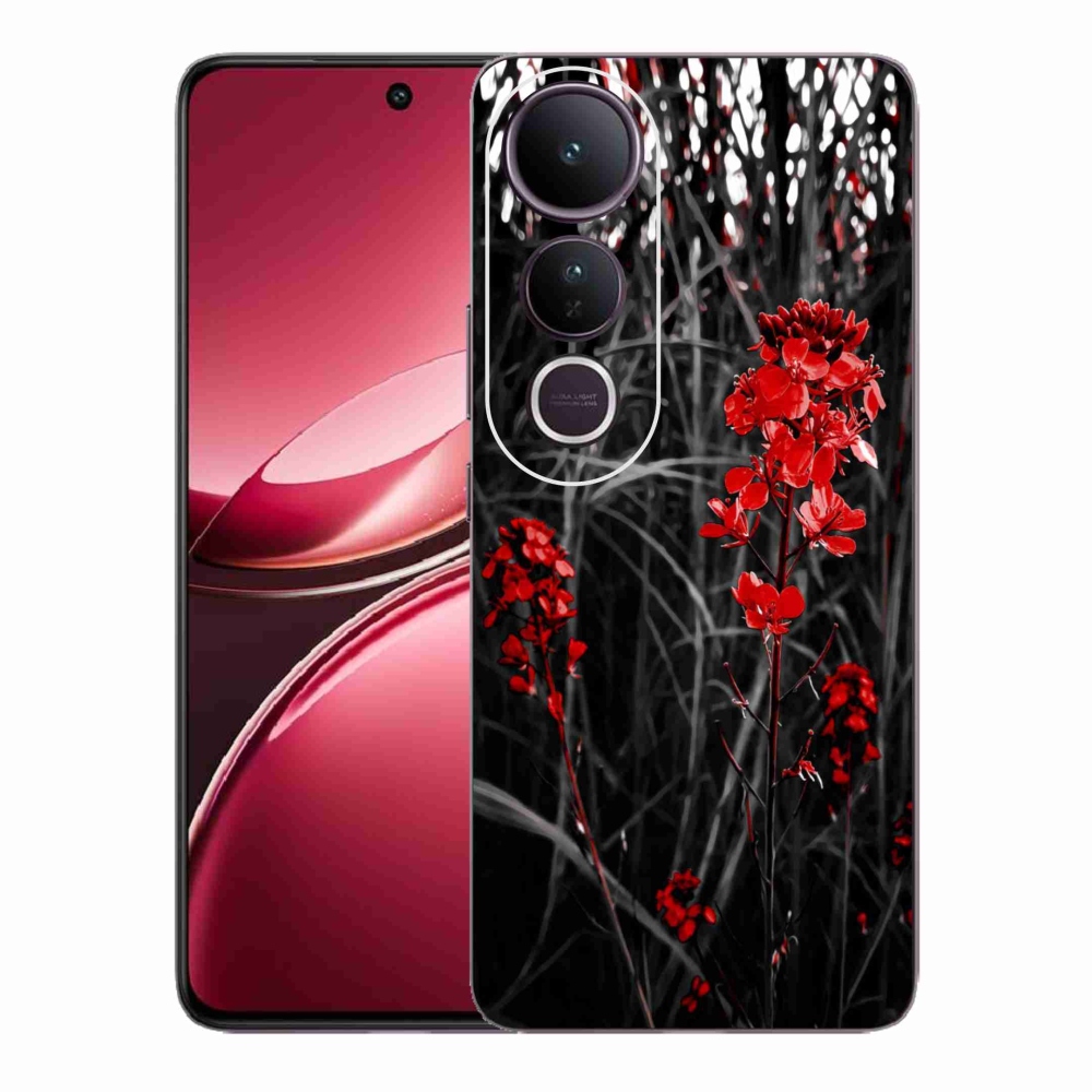 Gélový kryt mmCase na Vivo V50 Lite 4G/5G - červená rastlina