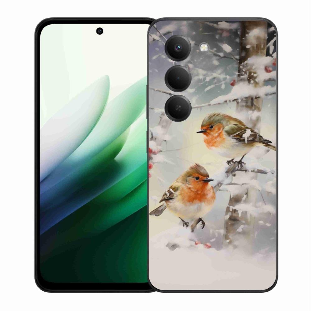 Gélový kryt mmCase na Xiaomi Redmi 15 5G (169mm) - vtáčiky v zime